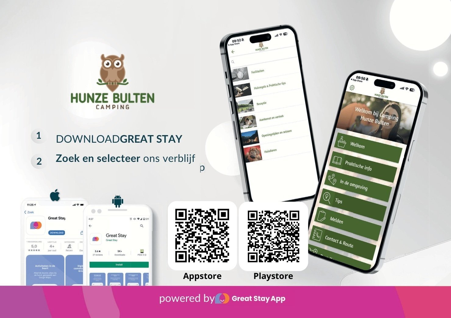 Vind ons vanaf nu in de Great Stay app