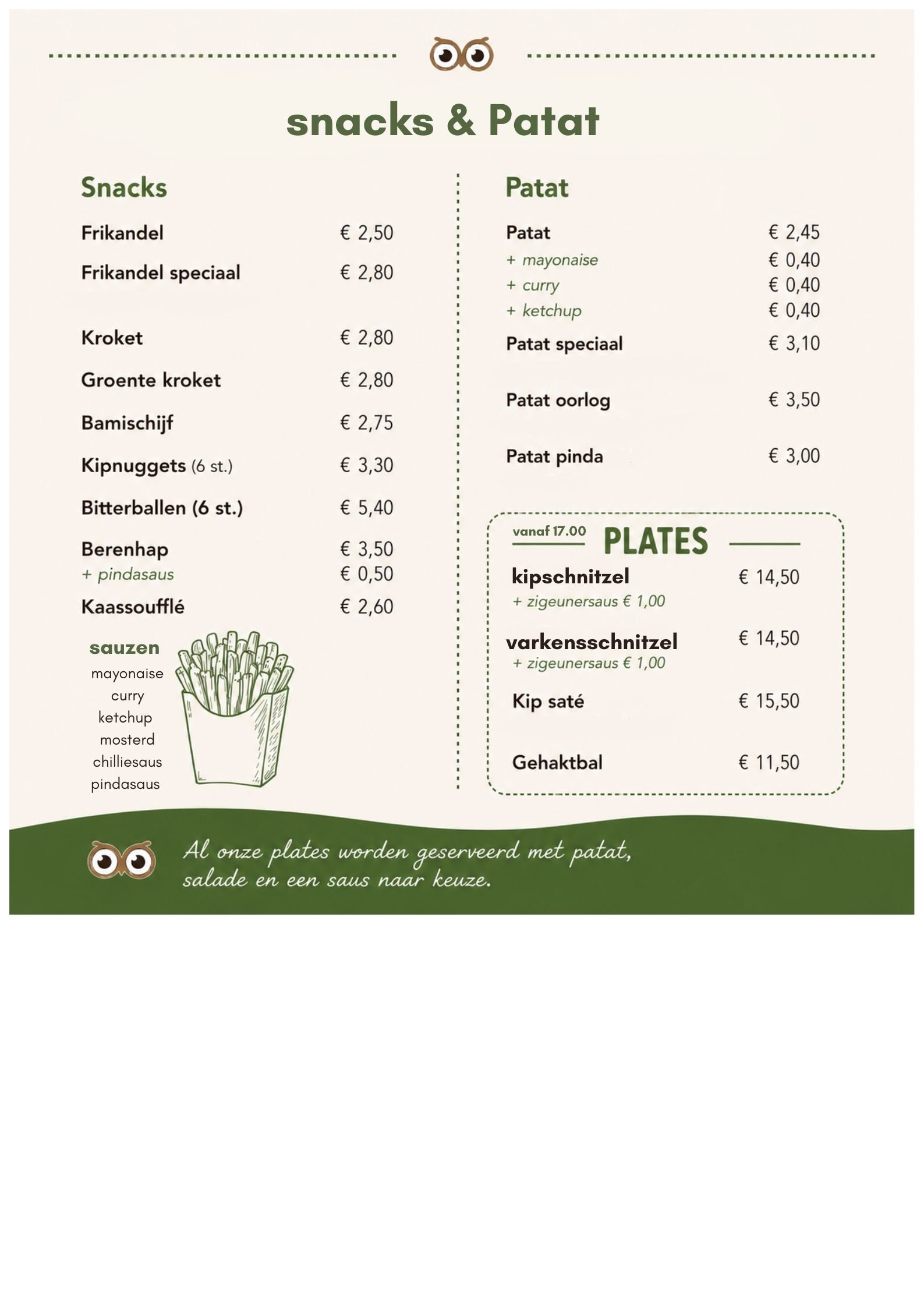 Menu paviljoen hunze bulten